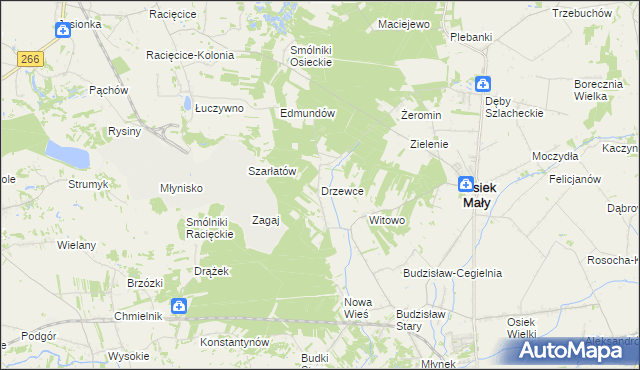 mapa Drzewce gmina Osiek Mały, Drzewce gmina Osiek Mały na mapie Targeo