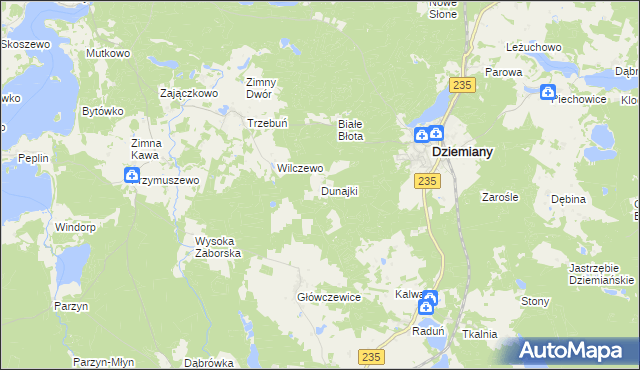 mapa Dunajki, Dunajki na mapie Targeo