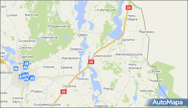 mapa Dworczysko gmina Sejny, Dworczysko gmina Sejny na mapie Targeo
