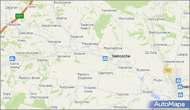 mapa Dziaduszyce, Dziaduszyce na mapie Targeo