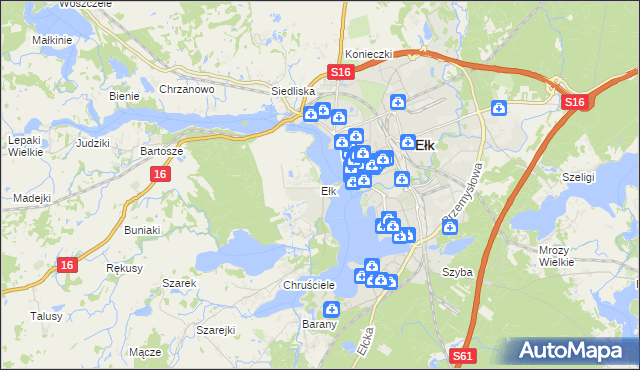 mapa Ełk powiat ełcki, Ełk powiat ełcki na mapie Targeo