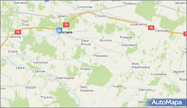 mapa Filipówka gmina Borowie, Filipówka gmina Borowie na mapie Targeo