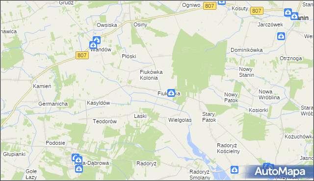 mapa Fiukówka gmina Krzywda, Fiukówka gmina Krzywda na mapie Targeo