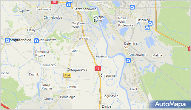mapa Folwark gmina Prószków, Folwark gmina Prószków na mapie Targeo