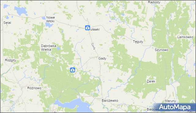 mapa Gady, Gady na mapie Targeo