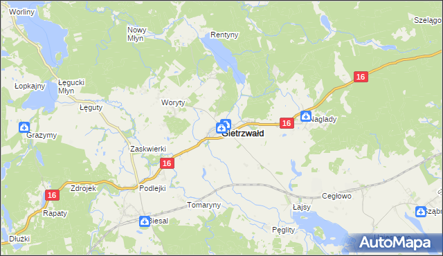 mapa Gietrzwałd, Gietrzwałd na mapie Targeo