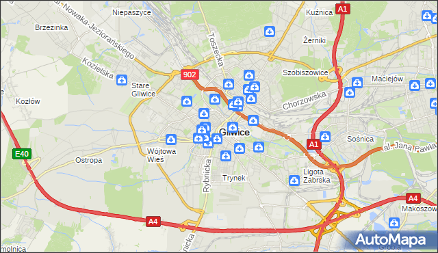 mapa Gliwic, Gliwice na mapie Targeo