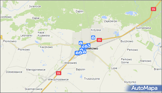 mapa Gniewkowo powiat inowrocławski, Gniewkowo powiat inowrocławski na mapie Targeo