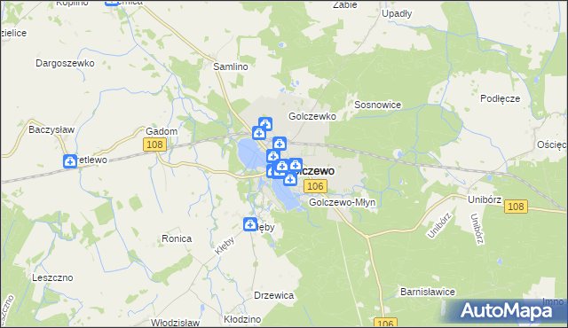 mapa Golczewo powiat kamieński, Golczewo powiat kamieński na mapie Targeo
