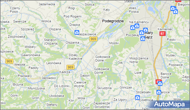 mapa Gołkowice Dolne, Gołkowice Dolne na mapie Targeo