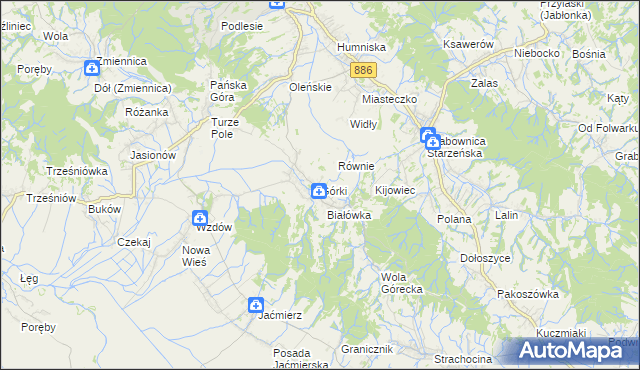 mapa Górki gmina Brzozów, Górki gmina Brzozów na mapie Targeo