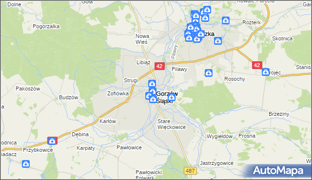 mapa Gorzów Śląski, Gorzów Śląski na mapie Targeo