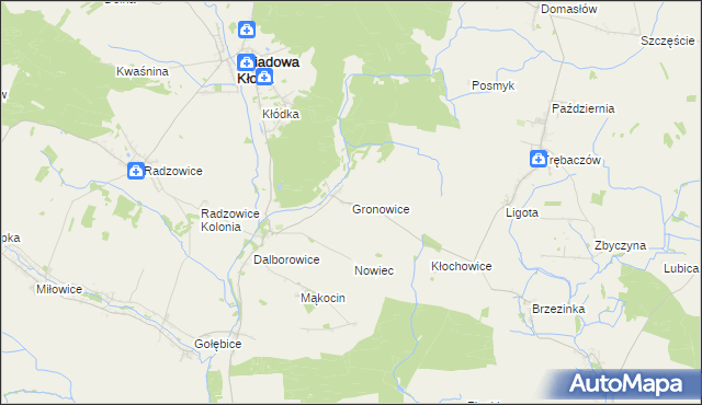 mapa Gronowice gmina Dziadowa Kłoda, Gronowice gmina Dziadowa Kłoda na mapie Targeo