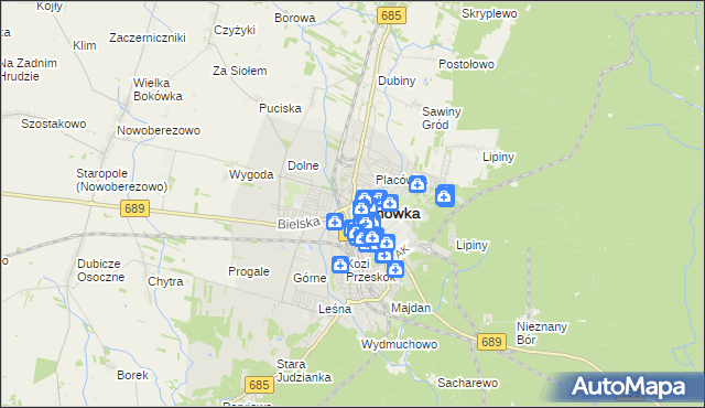 mapa Hajnówka, Hajnówka na mapie Targeo