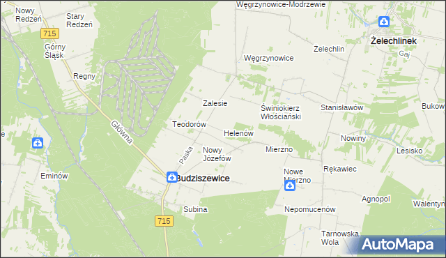 mapa Helenów gmina Budziszewice, Helenów gmina Budziszewice na mapie Targeo