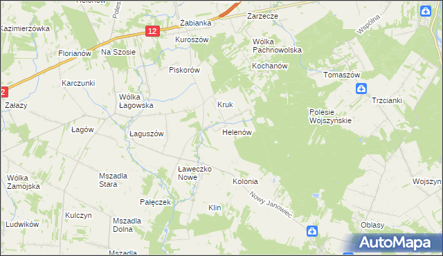 mapa Helenów gmina Przyłęk, Helenów gmina Przyłęk na mapie Targeo