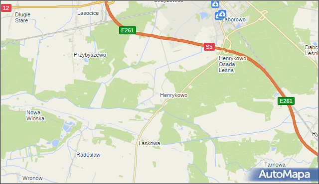 mapa Henrykowo gmina Święciechowa, Henrykowo gmina Święciechowa na mapie Targeo