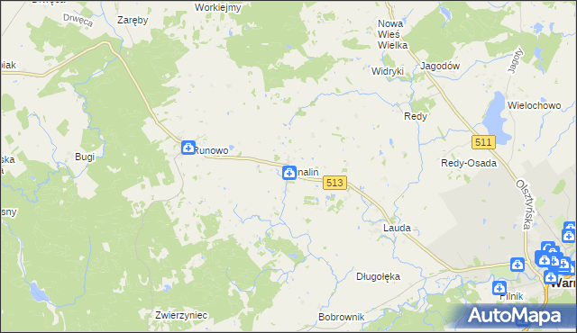 mapa Ignalin gmina Lidzbark Warmiński, Ignalin gmina Lidzbark Warmiński na mapie Targeo