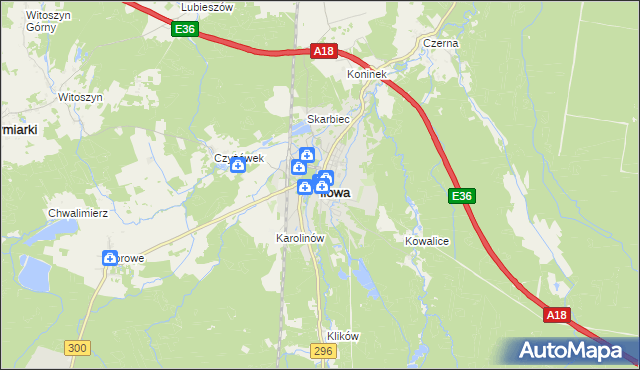 mapa Iłowa powiat żagański, Iłowa powiat żagański na mapie Targeo