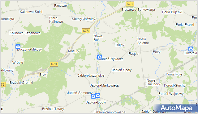mapa Jabłoń-Rykacze, Jabłoń-Rykacze na mapie Targeo