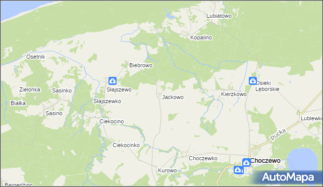 mapa Jackowo gmina Choczewo, Jackowo gmina Choczewo na mapie Targeo