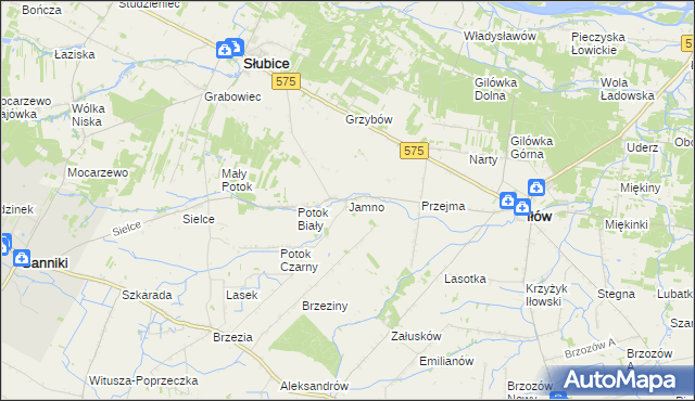 mapa Jamno gmina Słubice, Jamno gmina Słubice na mapie Targeo