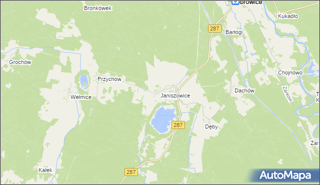 mapa Janiszowice gmina Bobrowice, Janiszowice gmina Bobrowice na mapie Targeo