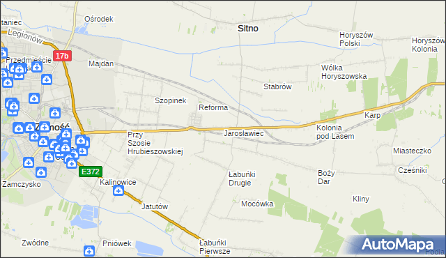 mapa Jarosławiec gmina Sitno, Jarosławiec gmina Sitno na mapie Targeo