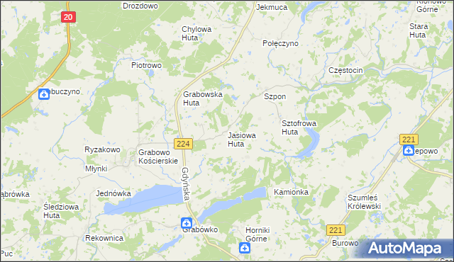 mapa Jasiowa Huta, Jasiowa Huta na mapie Targeo