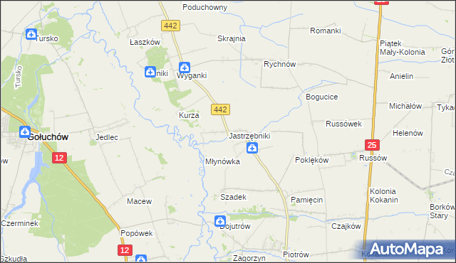 mapa Jastrzębniki gmina Blizanów, Jastrzębniki gmina Blizanów na mapie Targeo