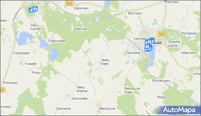 mapa Jawty Małe, Jawty Małe na mapie Targeo