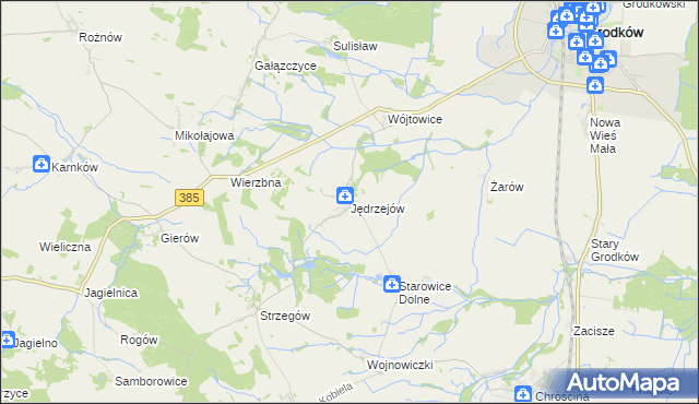 mapa Jędrzejów gmina Grodków, Jędrzejów gmina Grodków na mapie Targeo