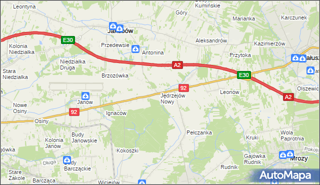 mapa Jędrzejów Nowy, Jędrzejów Nowy na mapie Targeo