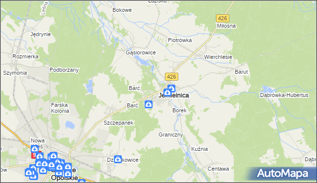 mapa Jemielnica, Jemielnica na mapie Targeo