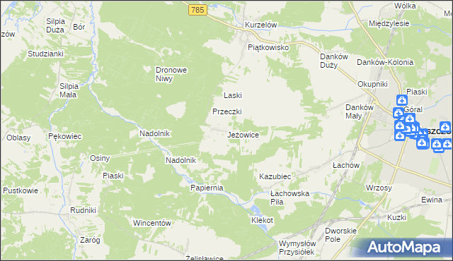 mapa Jeżowice, Jeżowice na mapie Targeo
