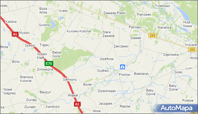 mapa Józefków gmina Gostynin, Józefków gmina Gostynin na mapie Targeo