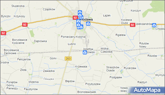 mapa Józefów Guzowski, Józefów Guzowski na mapie Targeo