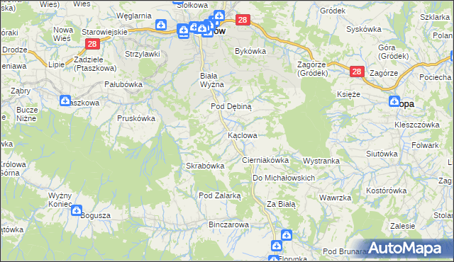 mapa Kąclowa, Kąclowa na mapie Targeo