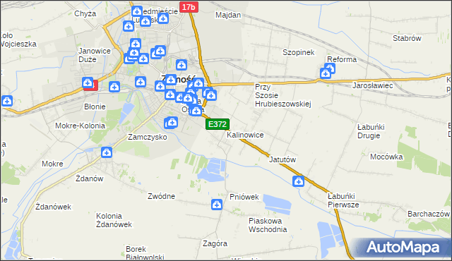 mapa Kalinowice gmina Zamość, Kalinowice gmina Zamość na mapie Targeo