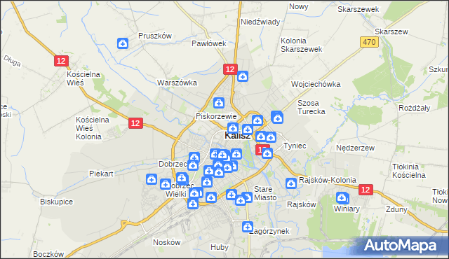 mapa Kalisza, Kalisz na mapie Targeo
