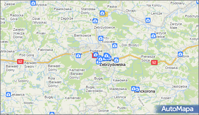 mapa Kalwaria Zebrzydowska, Kalwaria Zebrzydowska na mapie Targeo