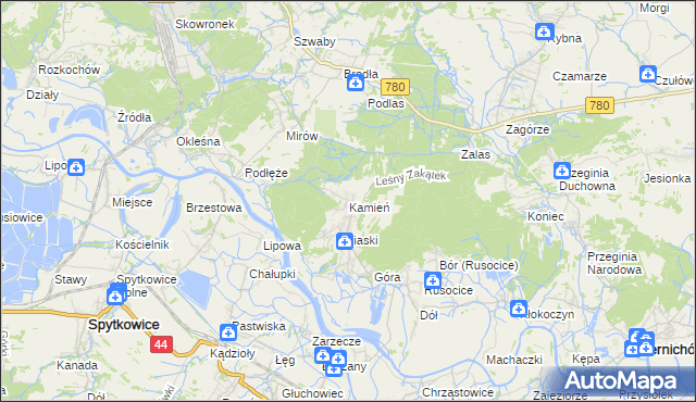 mapa Kamień gmina Czernichów, Kamień gmina Czernichów na mapie Targeo