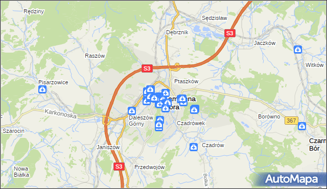 mapa Kamienna Góra, Kamienna Góra na mapie Targeo