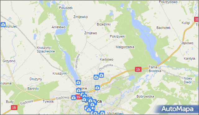 mapa Karbowo gmina Brodnica, Karbowo gmina Brodnica na mapie Targeo