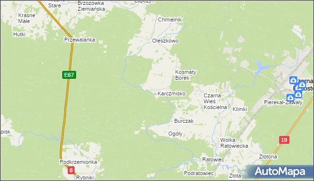 mapa Karczmisko gmina Czarna Białostocka, Karczmisko gmina Czarna Białostocka na mapie Targeo
