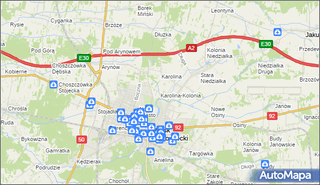 mapa Karolina-Kolonia, Karolina-Kolonia na mapie Targeo