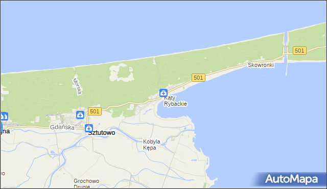 mapa Kąty Rybackie, Kąty Rybackie na mapie Targeo