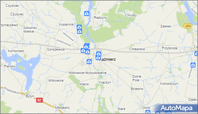 mapa Kaźmierz, Kaźmierz na mapie Targeo