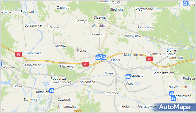 mapa Kije powiat pińczowski, Kije powiat pińczowski na mapie Targeo