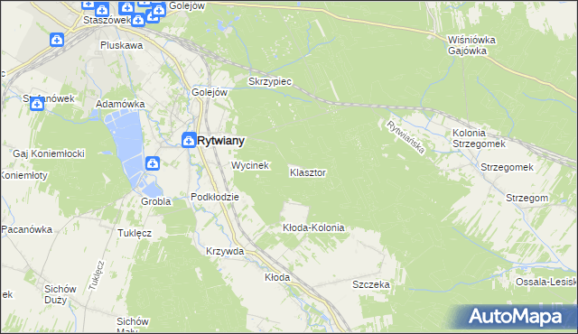 mapa Klasztor gmina Rytwiany, Klasztor gmina Rytwiany na mapie Targeo